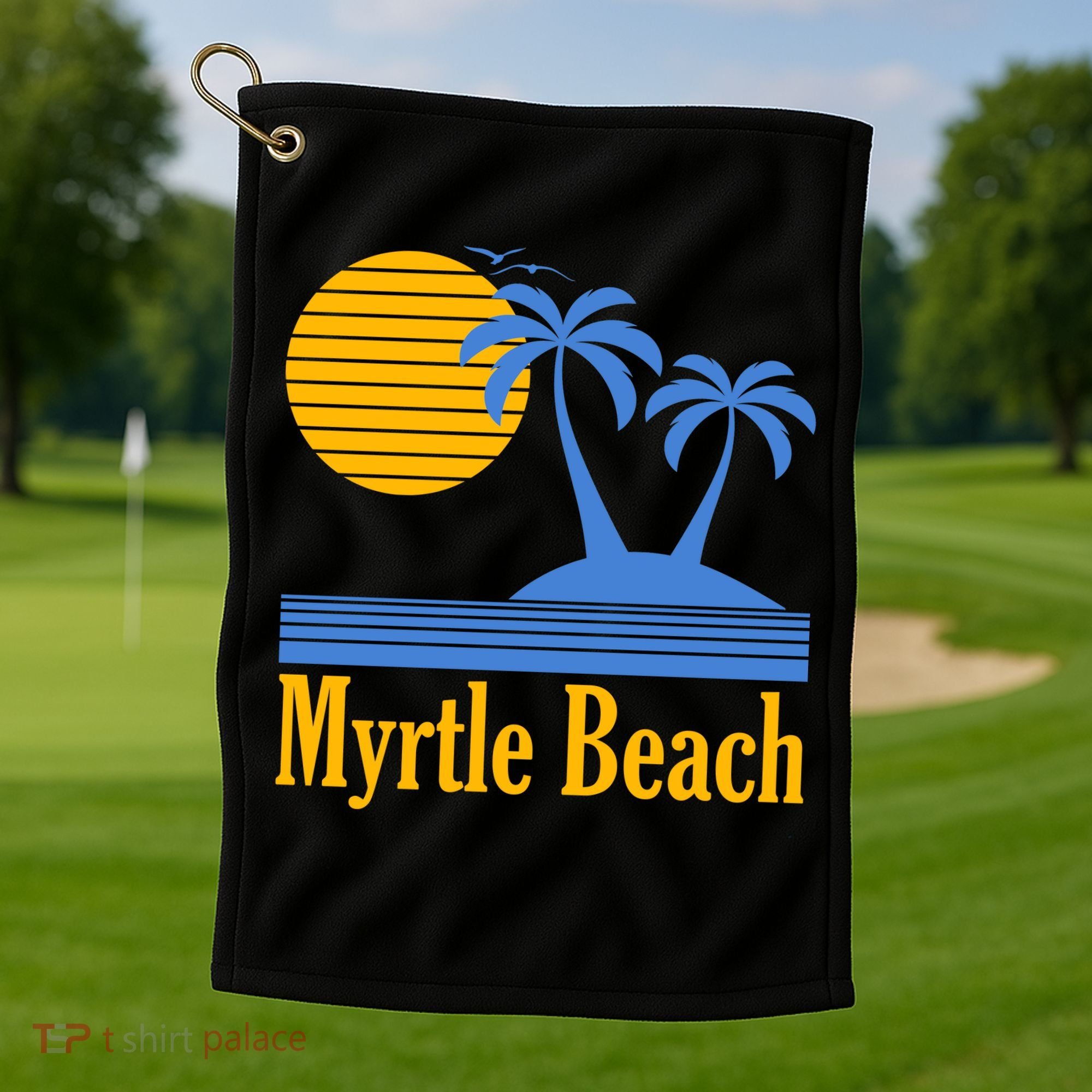 Myrtle Beach Summer Palm Tree Golf Towel