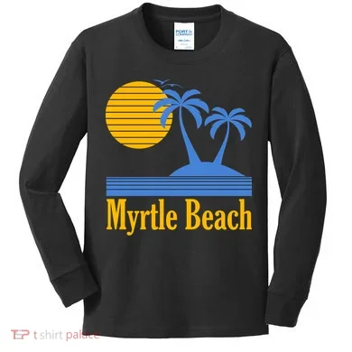 Myrtle Beach Summer Palm Tree Kids Long Sleeve Shirt