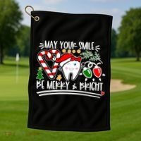 May Your Smile Be Merry Bright Christmas Holiday Season Golf Towel thumb 1