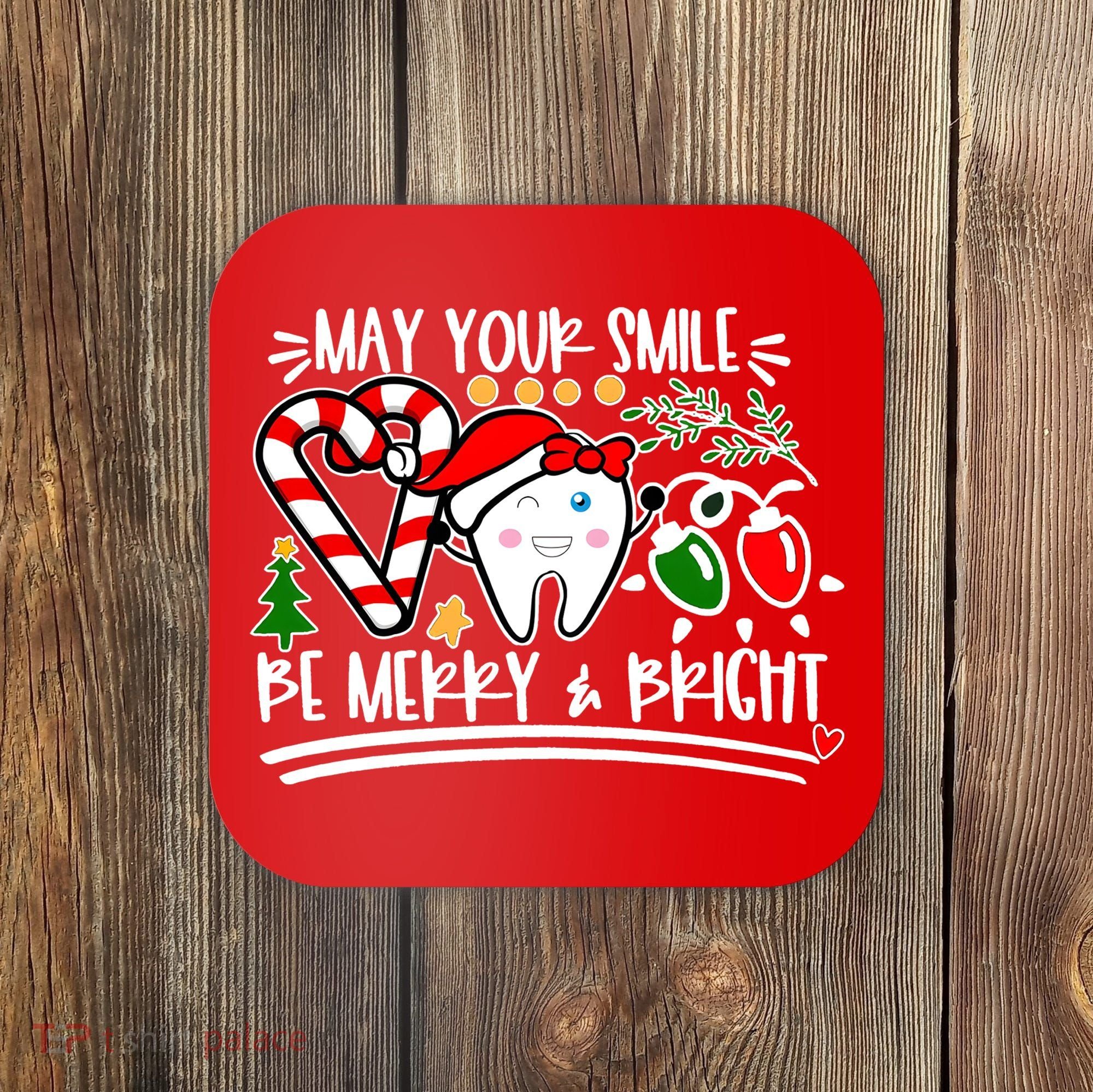 May Your Smile Be Merry Bright Christmas Holiday Season Coaster