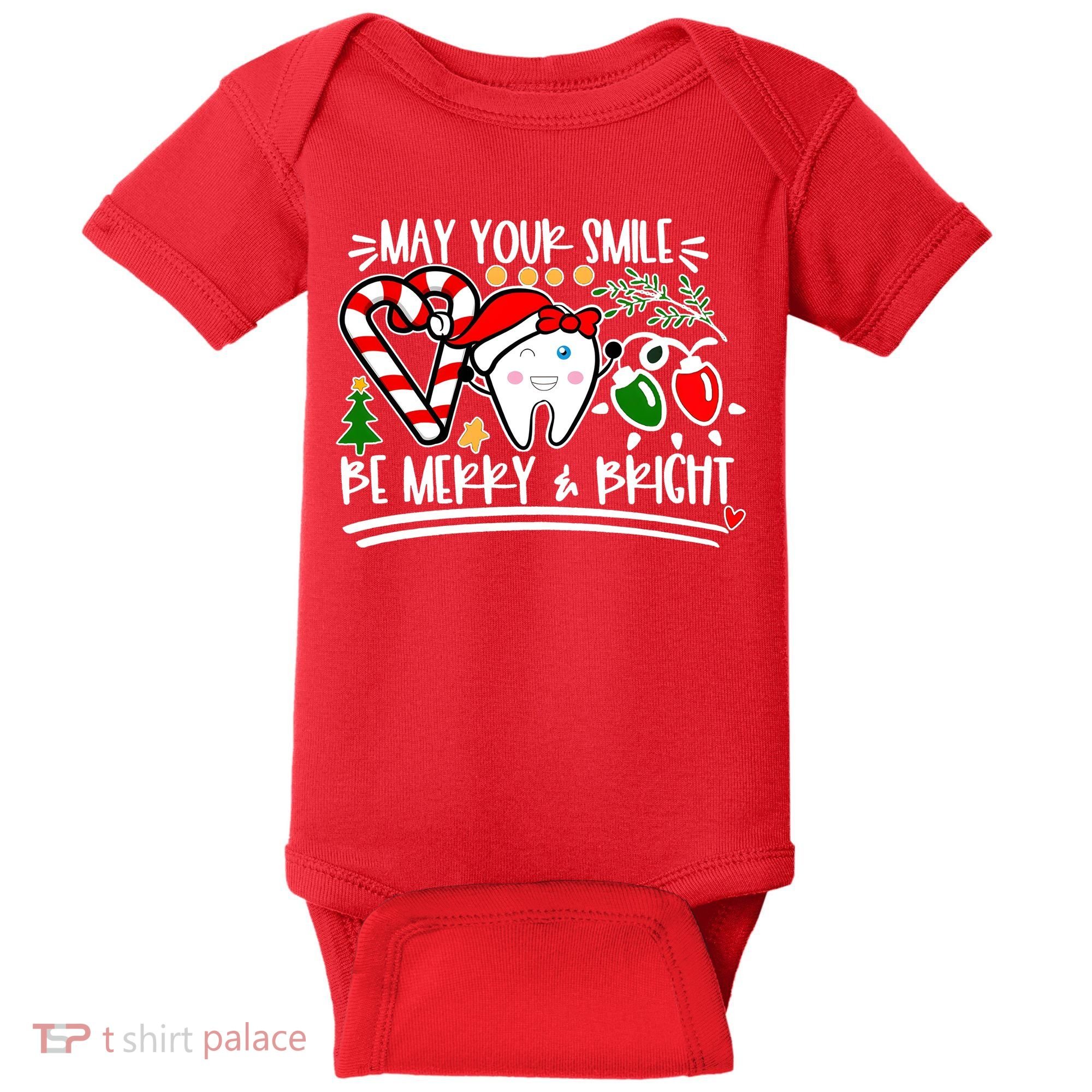 May Your Smile Be Merry Bright Christmas Holiday Season Baby Bodysuit