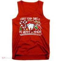 May Your Smile Be Merry Bright Christmas Holiday Season Tank Top thumb 0