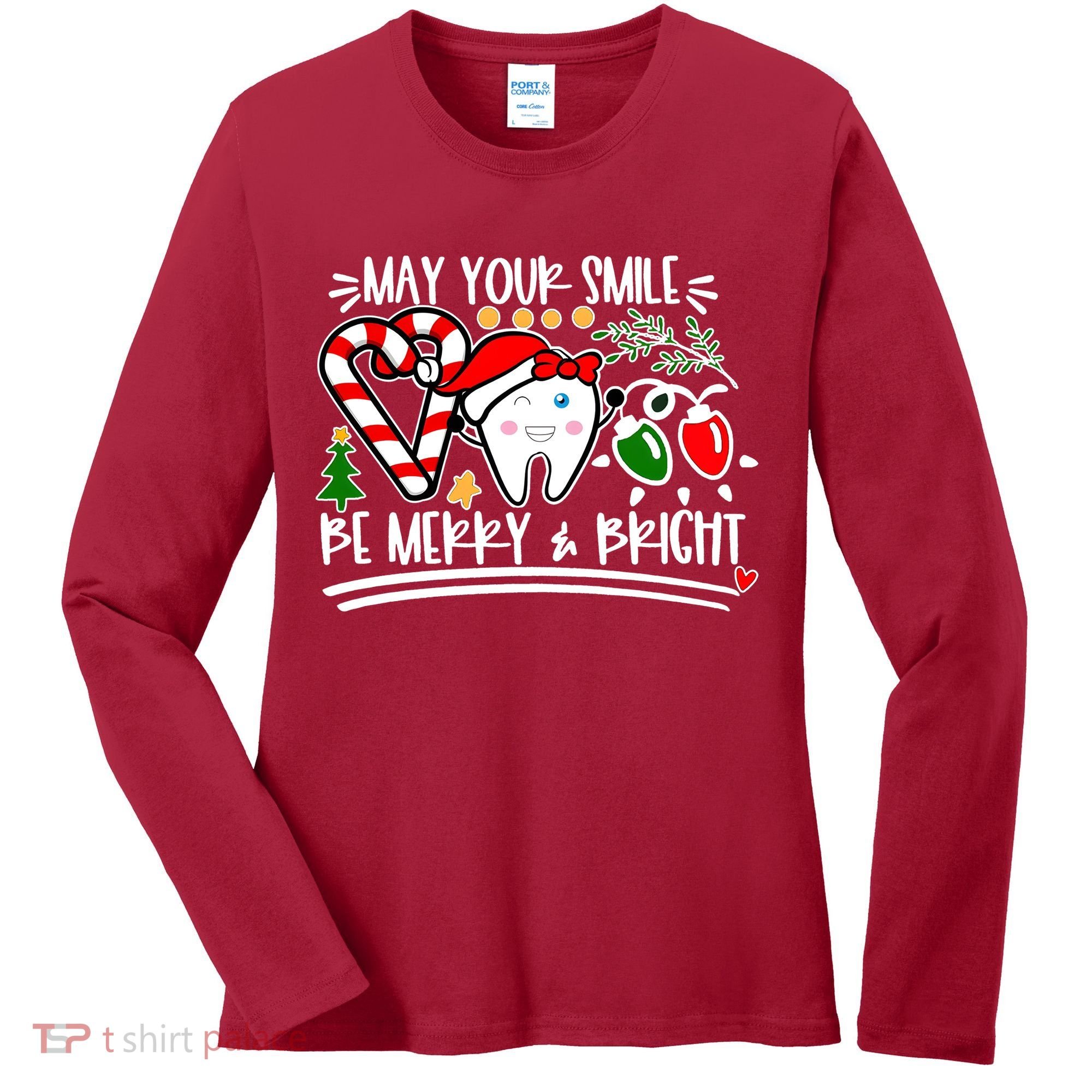 May Your Smile Be Merry Bright Christmas Holiday Season Women's Long Sleeve Shirt