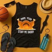 Mmm Yeah Stuff Me Daddy Funny Thanksgiving Turkey Tank Top thumb 4