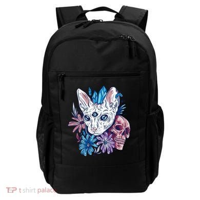 Mystic Cat Skull Floral Backpack