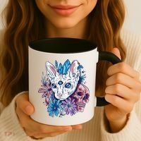 Mystic Cat Skull Floral Coffee Mug thumb 3