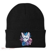 Mystic Cat Skull Floral Beanie thumb 0