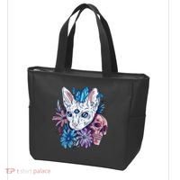 Mystic Cat Skull Floral Tote Bag thumb 3