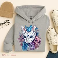 Mystic Cat Skull Floral Hoodie thumb 4
