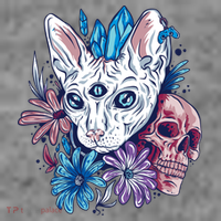 Mystic Cat Skull Floral Long Sleeve Shirt thumb 2