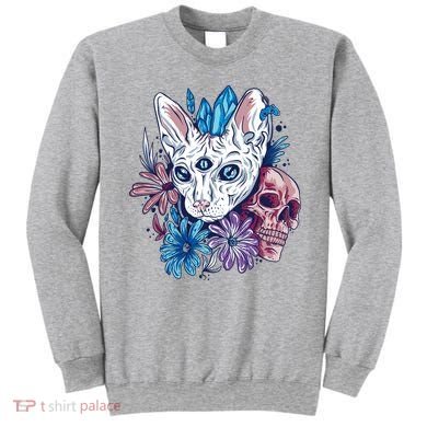 Mystic Cat Skull Floral Sweatshirt