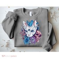 Mystic Cat Skull Floral Sweatshirt thumb 2