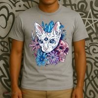 Mystic Cat Skull Floral T-Shirt thumb 3