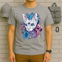 Mystic Cat Skull Floral T-Shirt thumb 6