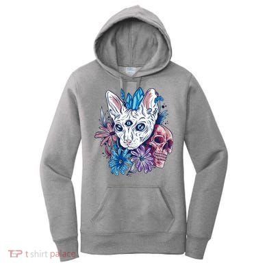 Mystic Cat Skull Floral Women's Hoodie