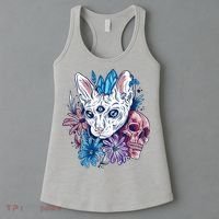 Mystic Cat Skull Floral Women's Tank Top thumb 3
