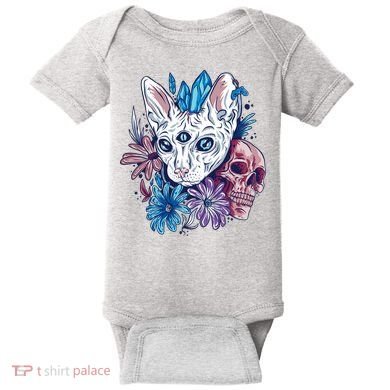 Mystic Cat Skull Floral Baby Bodysuit