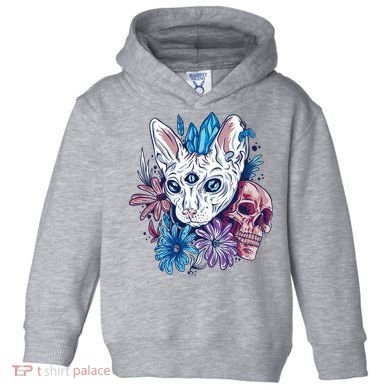 Mystic Cat Skull Floral Toddler Hoodie