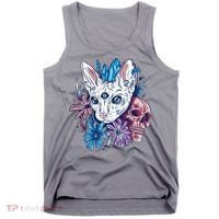 Mystic Cat Skull Floral Tank Top thumb 0