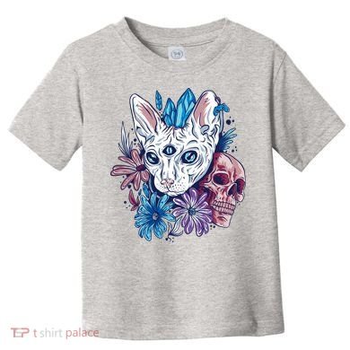 Mystic Cat Skull Floral Toddler T-Shirt