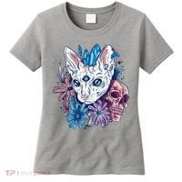 Mystic Cat Skull Floral Women's T-Shirt thumb 0