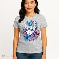 Mystic Cat Skull Floral Women's T-Shirt thumb 4
