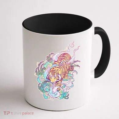 Mystical Tiger Tattoo Design Coffee Mug back