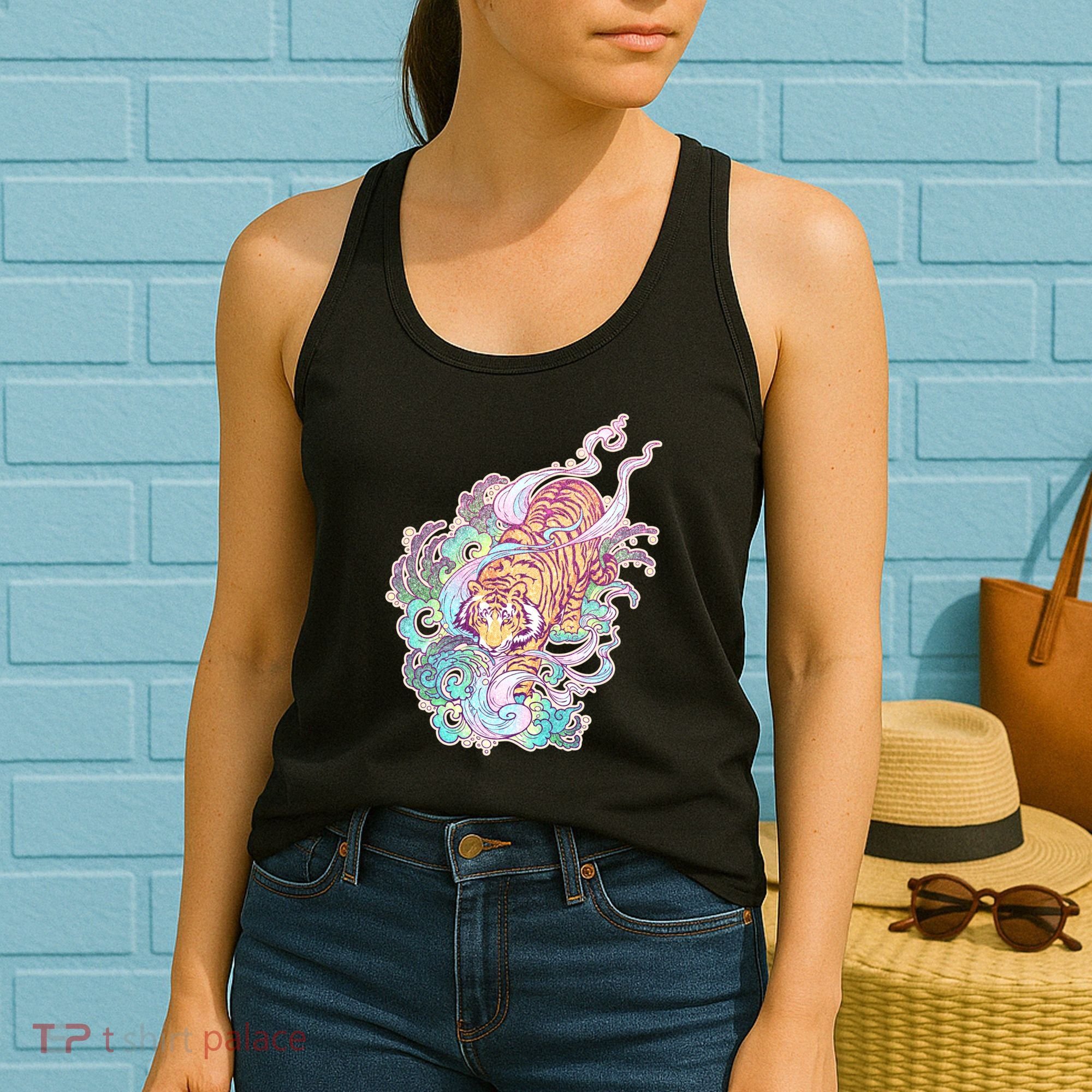 Mystical Tiger Tattoo Design Women's Tank Top