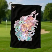Mystical Tiger Tattoo Design Golf Towel thumb 1