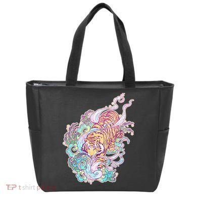 Mystical Tiger Tattoo Design Tote Bag