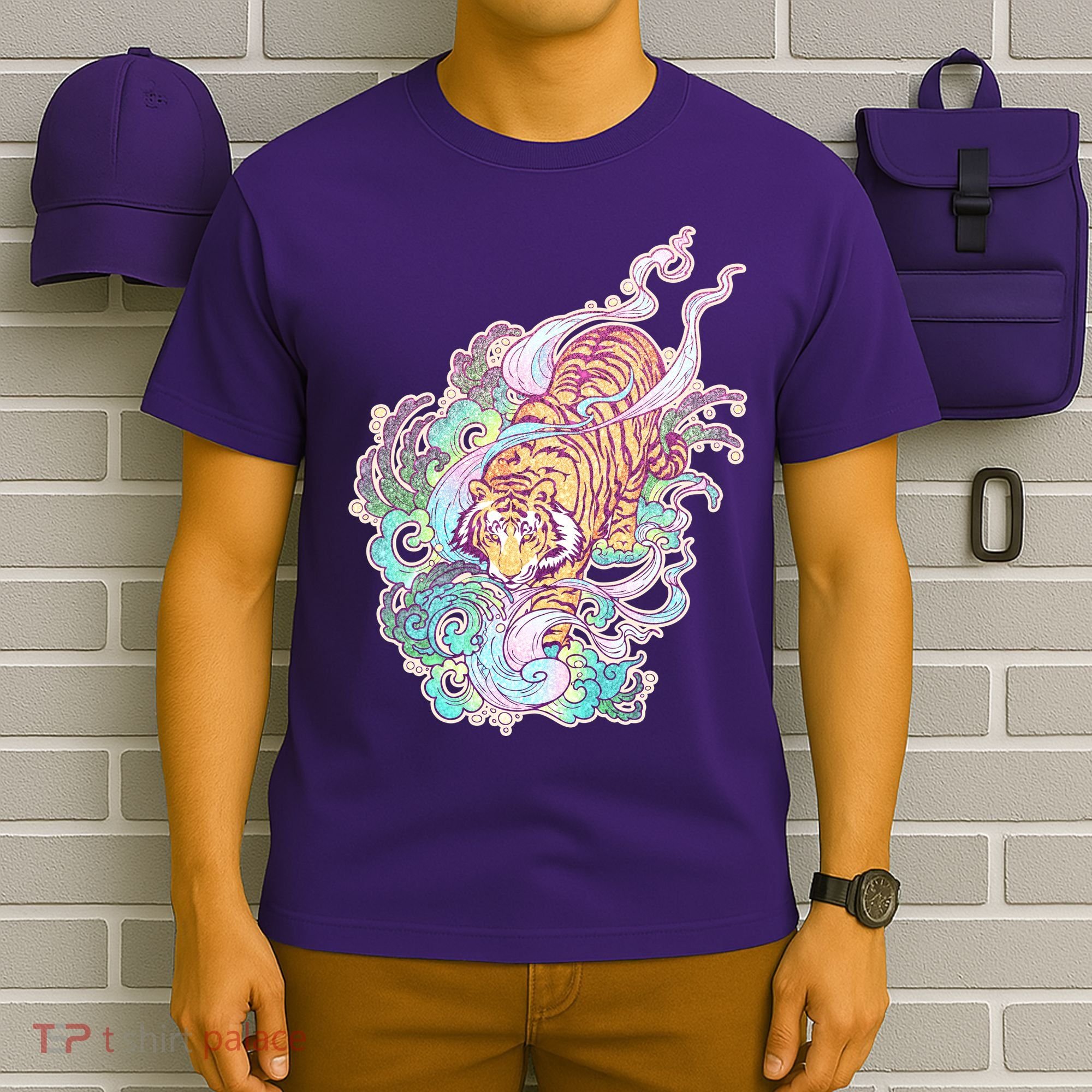 Mystical Tiger Tattoo Design T-Shirt