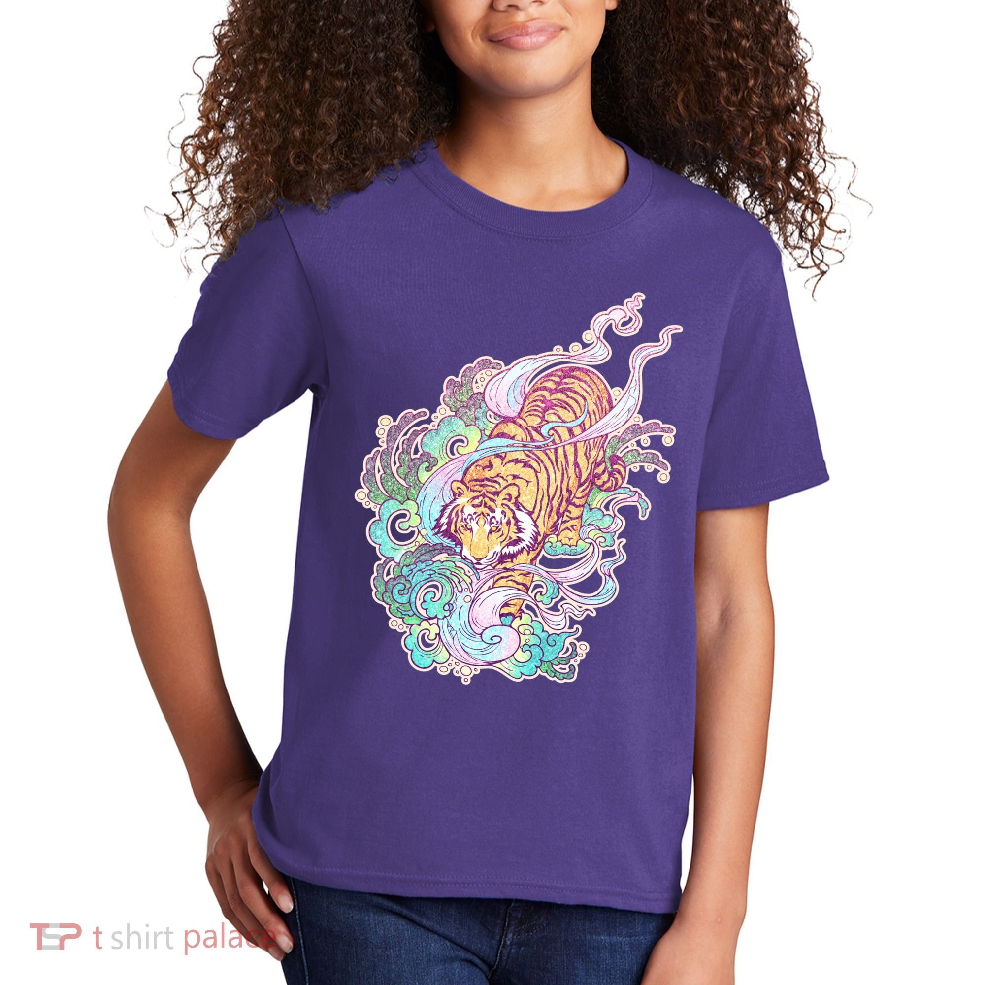 Mystical Tiger Tattoo Design Kids T-Shirt