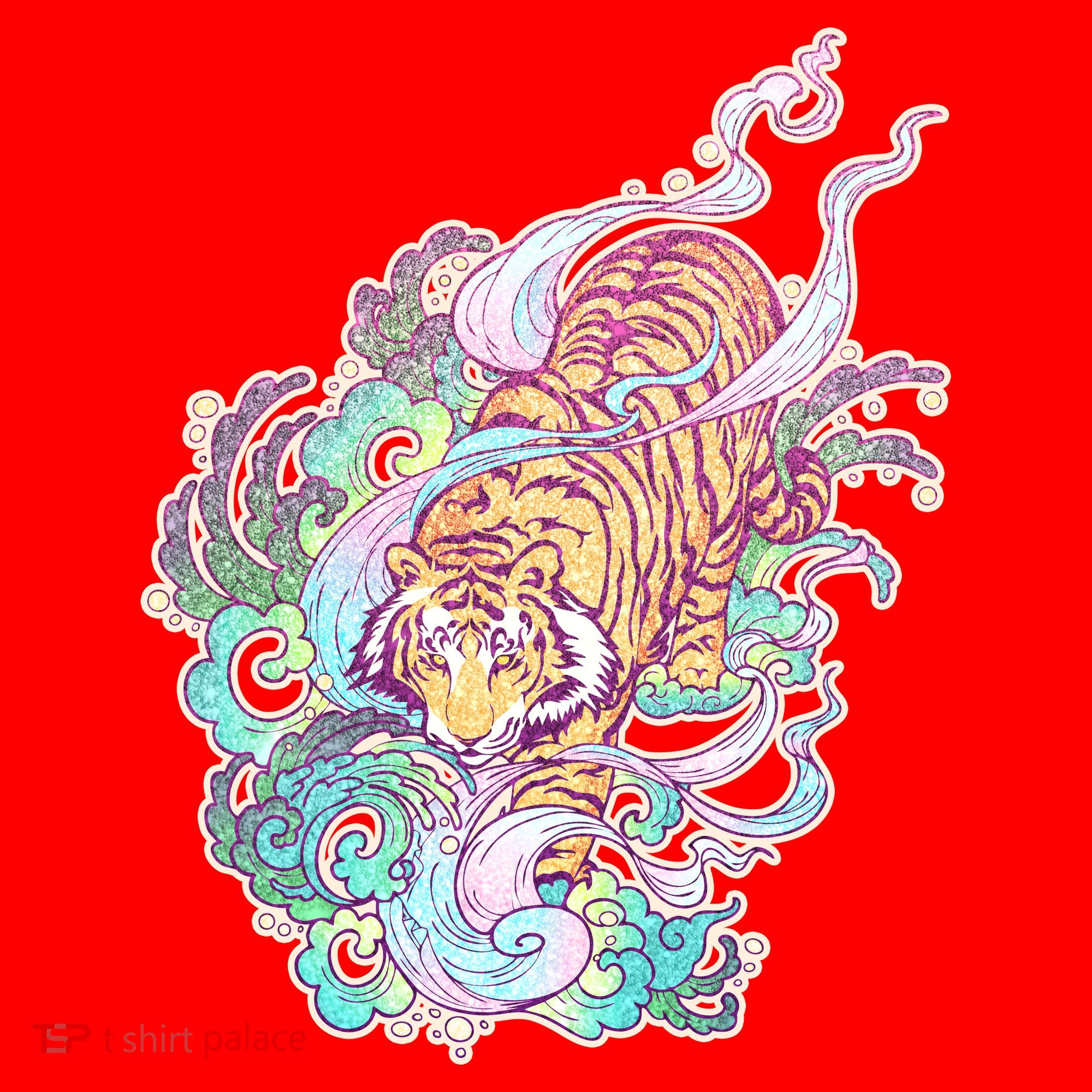 Mystical Tiger Tattoo Design Santa Hat