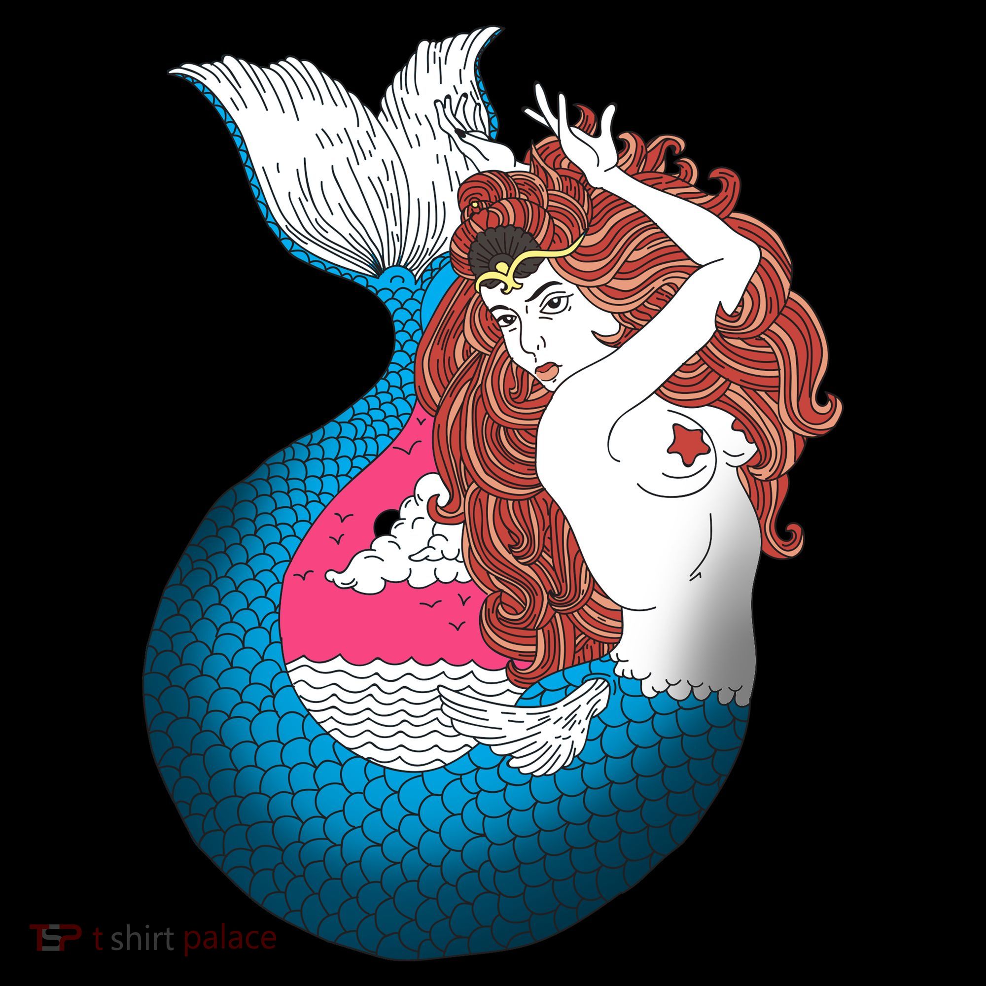 Mythical Abstract Mermaid USA-Made Doggie Bandana