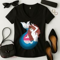 Mythical Abstract Mermaid Women's V-Neck T-Shirt thumb 2