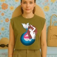 Mythical Abstract Mermaid Garment-Dyed Women's Muscle Tee thumb 4