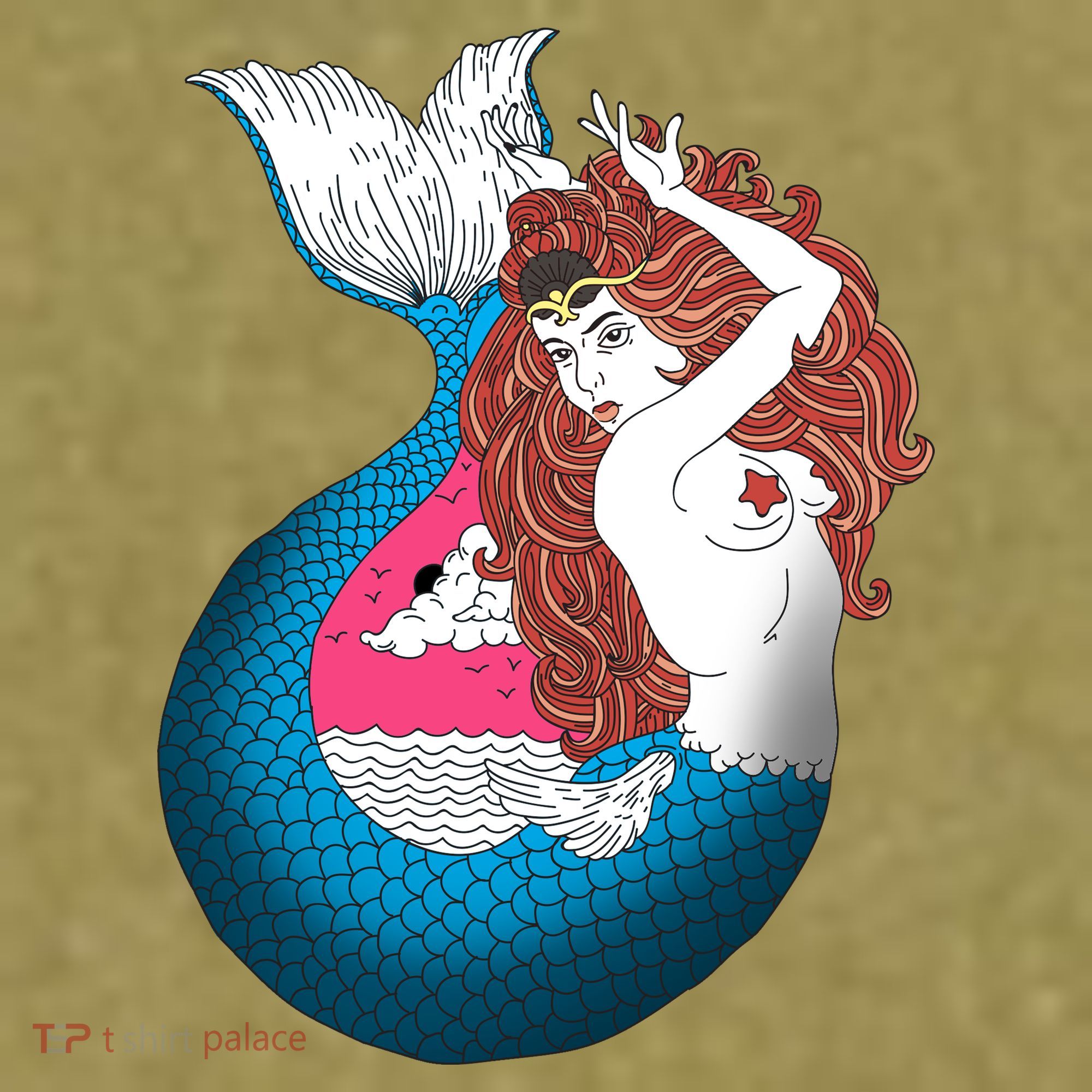Mythical Abstract Mermaid Garment-Dyed Women's Muscle Tee
