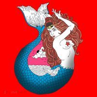 Mythical Abstract Mermaid Santa Hat thumb 1