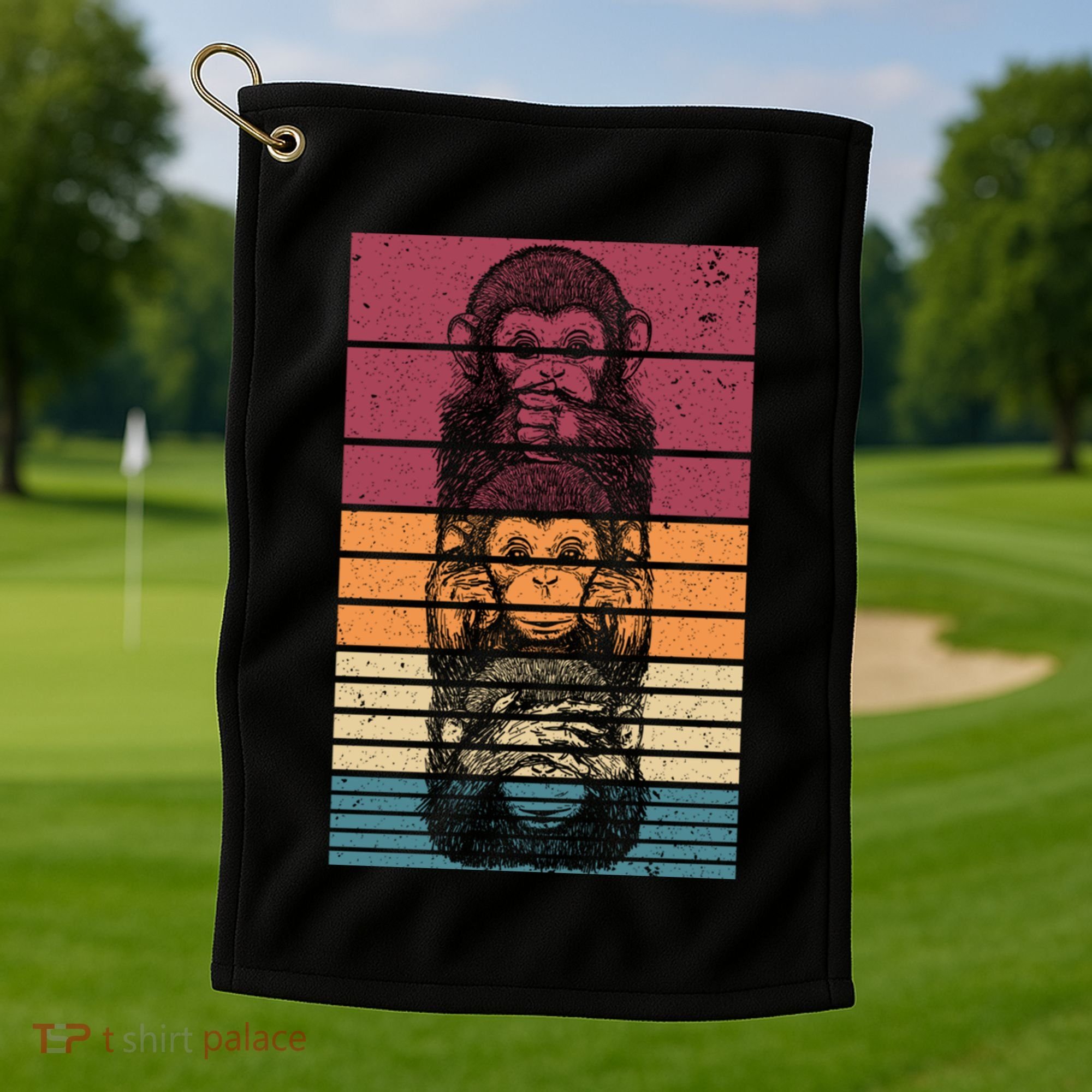 Monkey Zoo Animal Banana Retro Monkey Gift Golf Towel