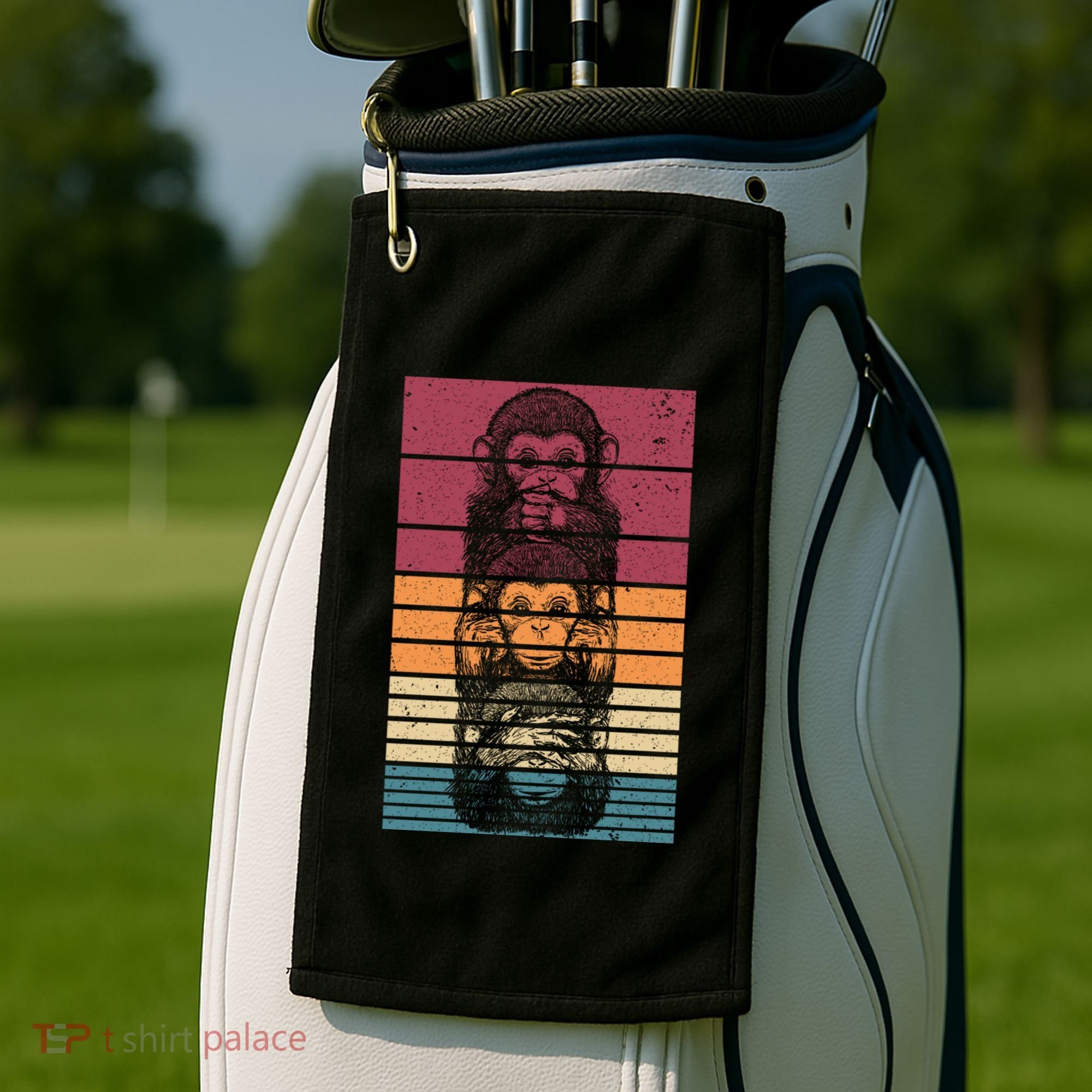 Monkey Zoo Animal Banana Retro Monkey Gift Golf Towel