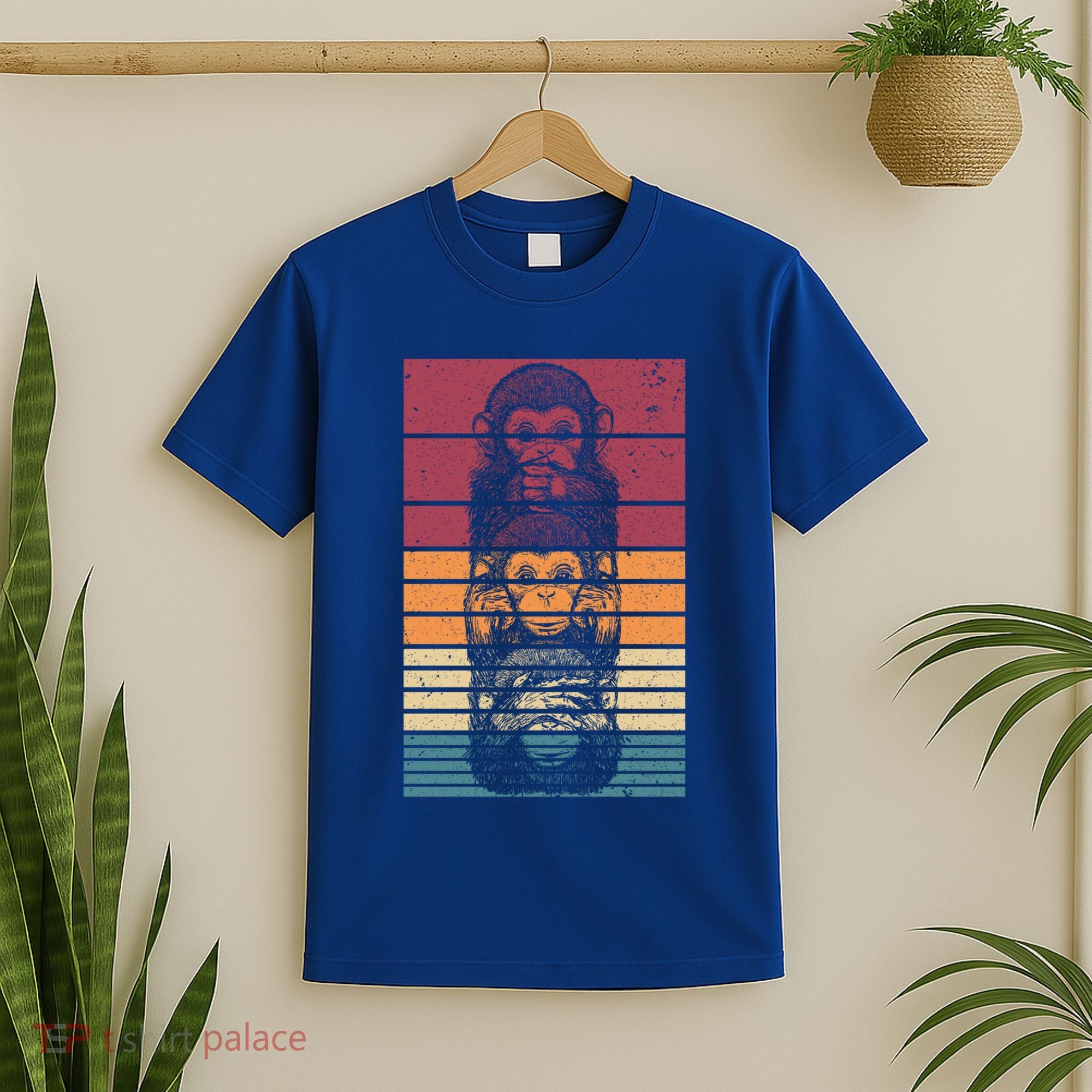 Monkey Zoo Animal Banana Retro Monkey Gift T-Shirt