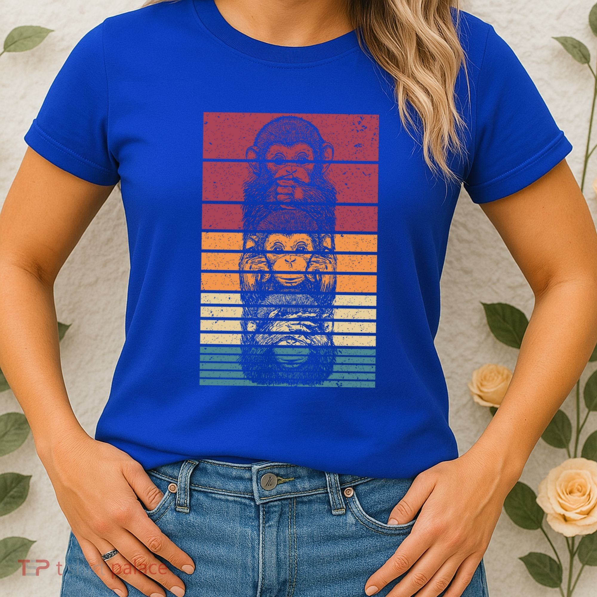 Monkey Zoo Animal Banana Retro Monkey Gift Women's T-Shirt