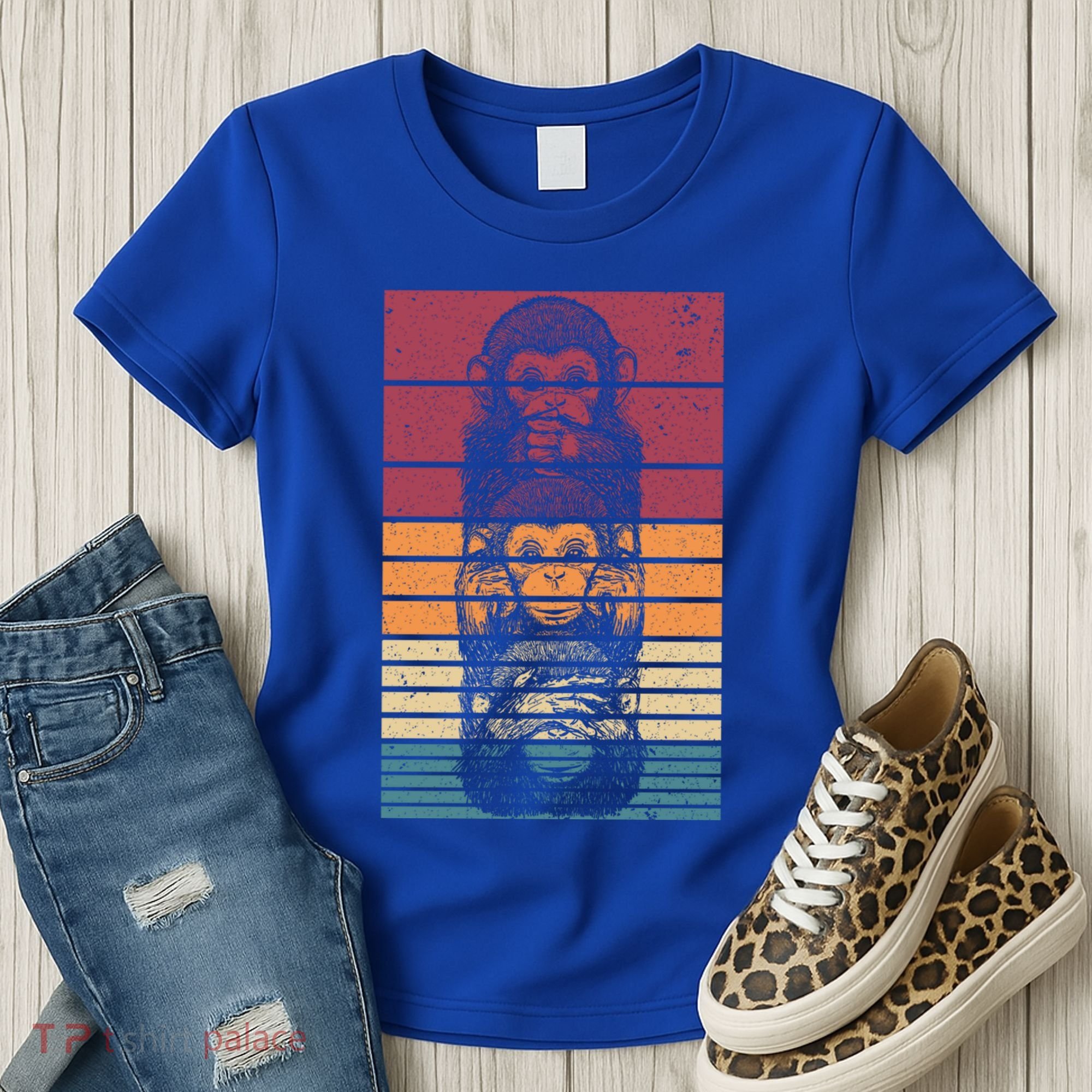 Monkey Zoo Animal Banana Retro Monkey Gift Women's T-Shirt