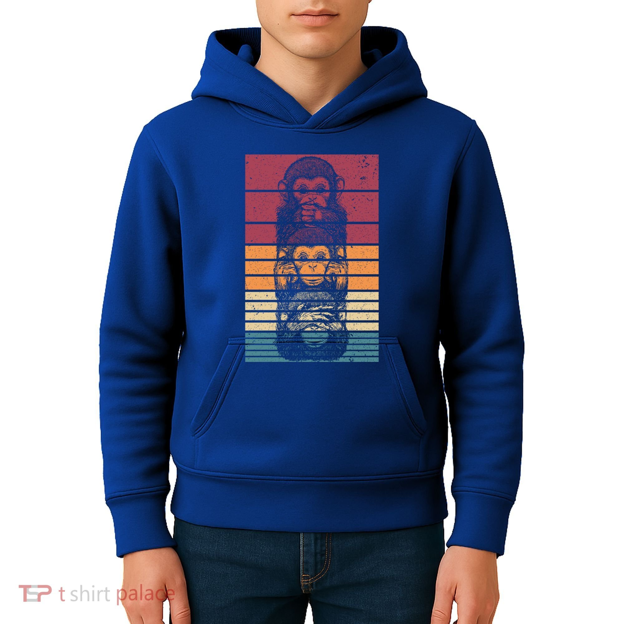 Monkey Zoo Animal Banana Retro Monkey Gift Kids Hoodie