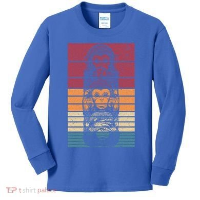 Monkey Zoo Animal Banana Retro Monkey Gift Kids Long Sleeve Shirt