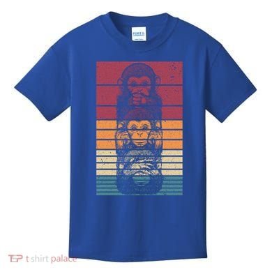 Monkey Zoo Animal Banana Retro Monkey Gift Kids T-Shirt