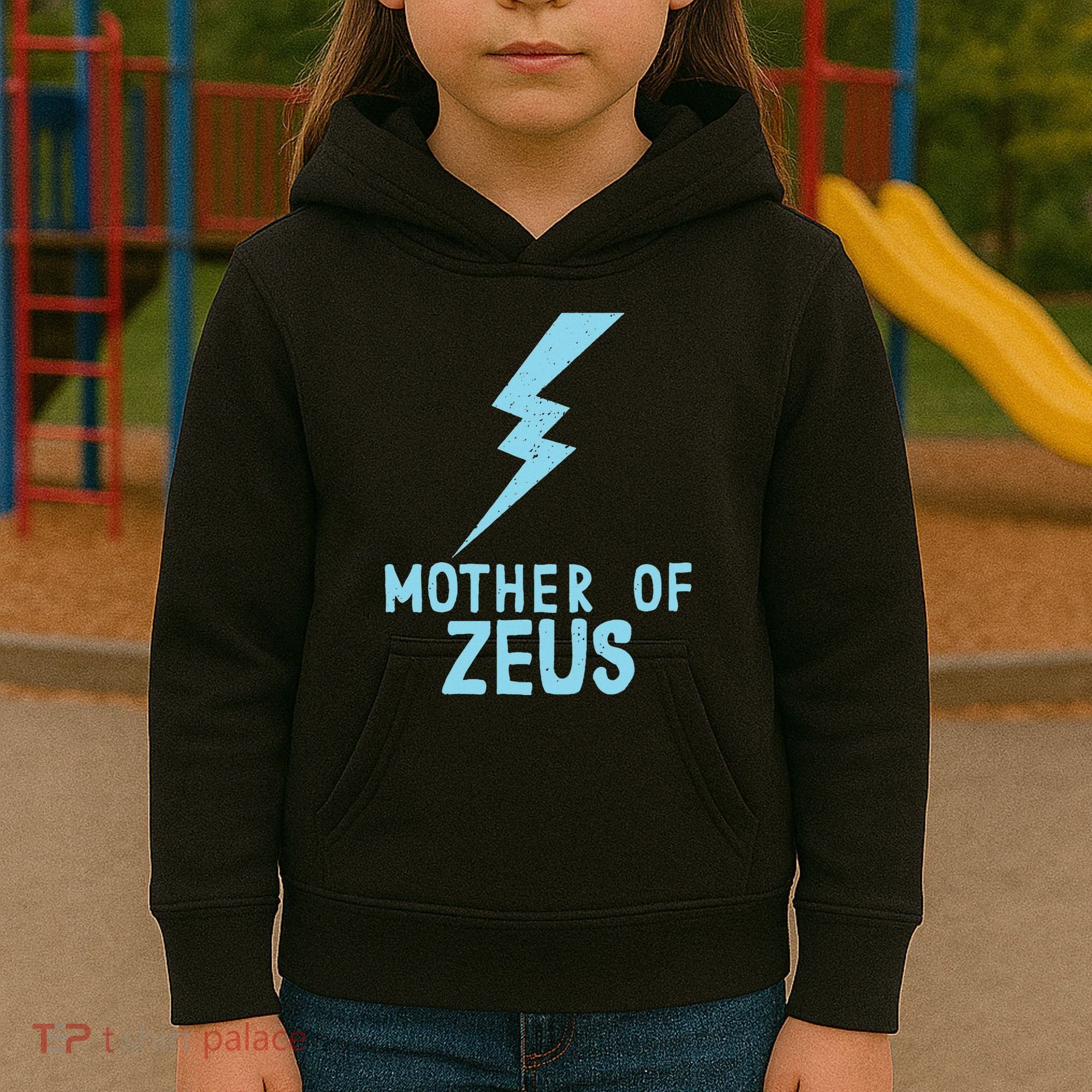 Mom Zeus God Greek Mythology Thunder Bolt Graphic Kids Hoodie