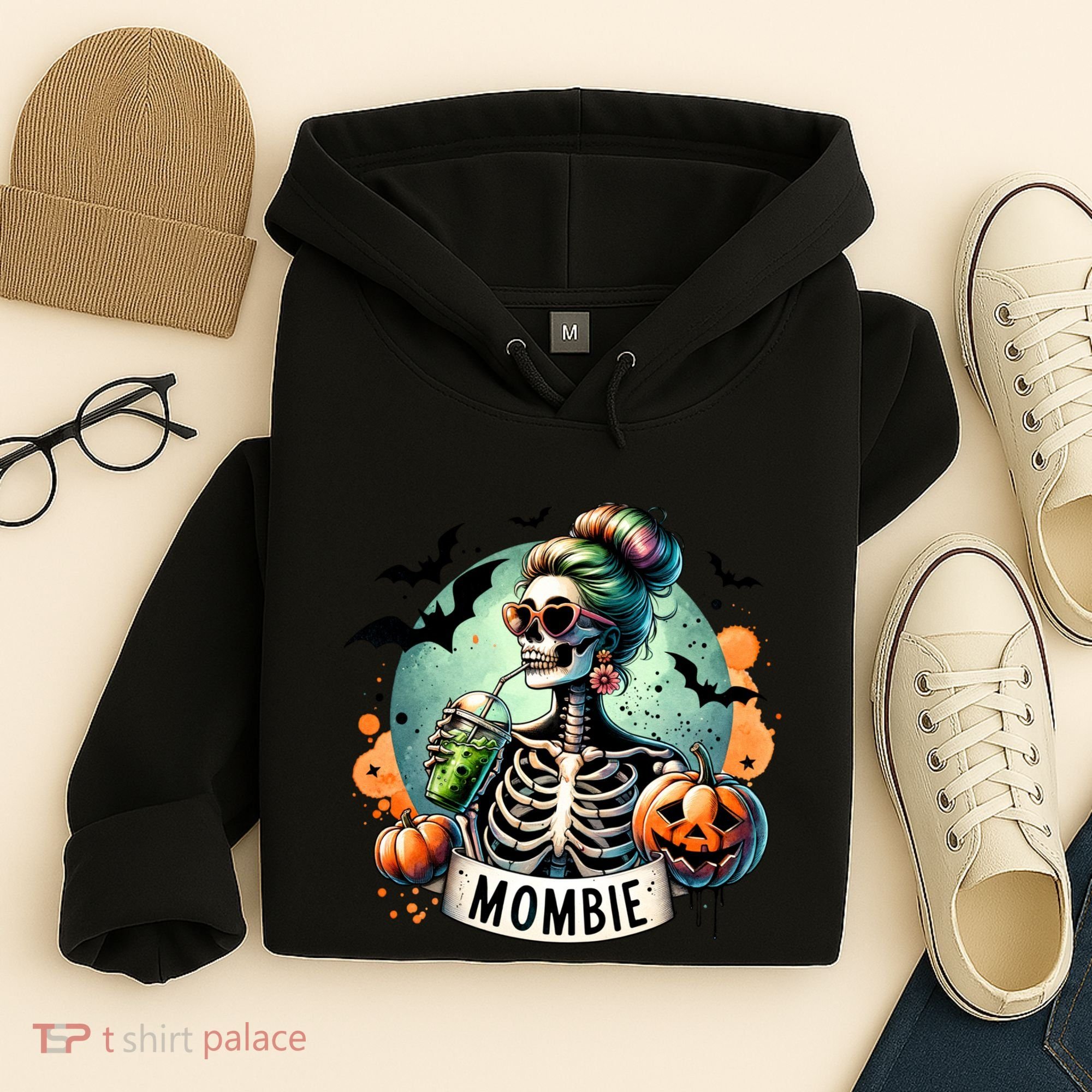 Mombie Zombie Spooky Mama Retro Hoodie