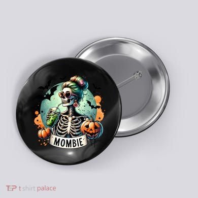Mombie Zombie Spooky Mama Retro Button