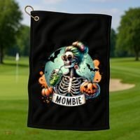 Mombie Zombie Spooky Mama Retro Golf Towel thumb 1